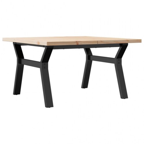 Sofabord 80×80×45,5 cm - massivt fyrretræ og stål med Y-stel