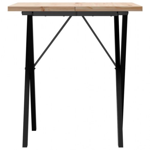 Spisebord 70 x 70 cm med X-stel i massivt fyrretræ og stål