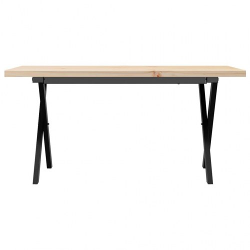 Sofabord 90 x 40 x 45,5 cm med X-stel - massivt fyrretræ og stål