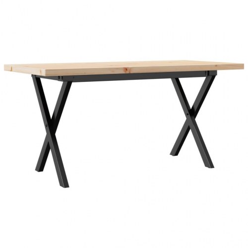 Sofabord 90 x 40 x 45,5 cm med X-stel - massivt fyrretræ og stål