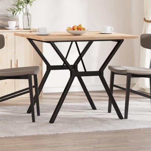 Spisebord 90 × 90 × 75,5 cm - Y-stel i stål og massiv fyrretræsplade