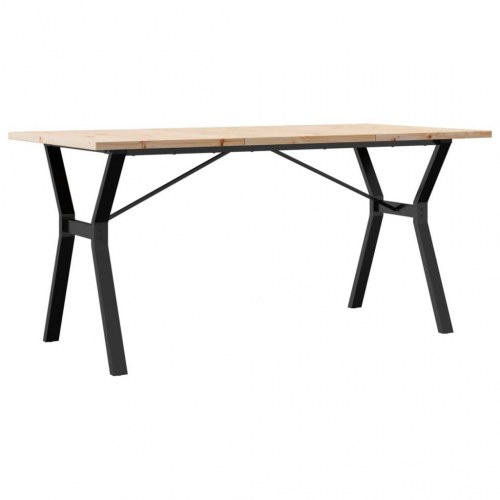 Spisebord 140 x 80 x 75,5 cm med Y-stel i massivt fyrretræ og stål