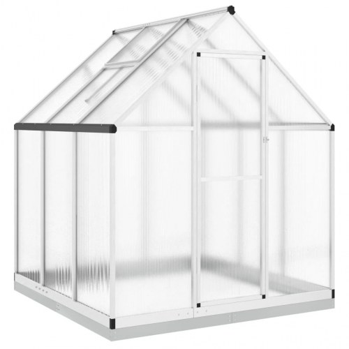 Drivhus med fundamentramme 169×169×202 cm - aluminium, sølvfarvet