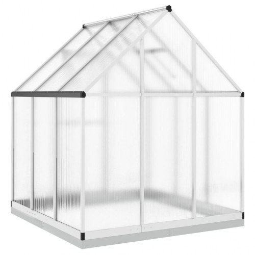 Drivhus med fundamentramme 169×169×202 cm - aluminium, sølvfarvet
