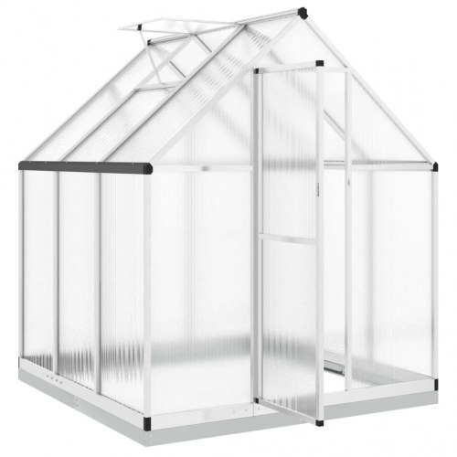 Drivhus med fundamentramme 169×169×202 cm - aluminium, sølvfarvet