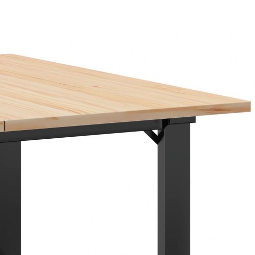 Sofabord 80 x 80 x 45 cm med O-stel i massivt fyrretræ og stål