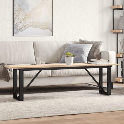 Sofabord med O-stel i massivt fyrretræ og stål - 160 x 40 x 45 cm