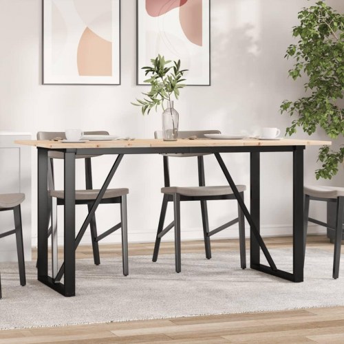 Spisebord 160 x 80 cm med O-stel i massivt fyrretræ og stål