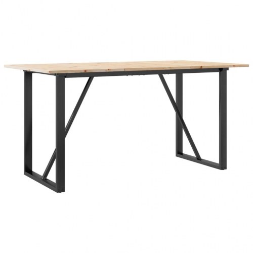 Spisebord 160 x 80 cm med O-stel i massivt fyrretræ og stål