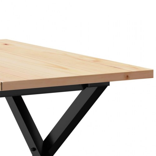 Sofabord 60 × 60 × 40 cm med X-stel - massivt fyrretræ og stål