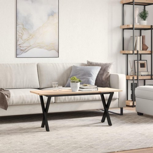 Sofabord 110 x 40 x 45 cm med X-stel i massivt fyrretræ og stål