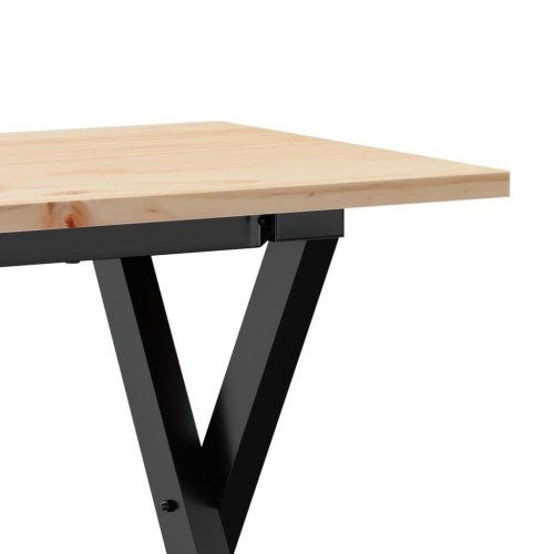 Sofabord 110 x 40 x 45 cm med X-stel i massivt fyrretræ og stål