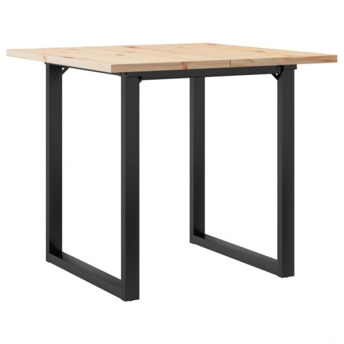 Spisebord 80 x 80 x 75,5 cm med O-stel i massivt fyrretræ og stål