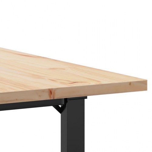 Spisebord 80 x 80 x 75,5 cm med O-stel i massivt fyrretræ og stål