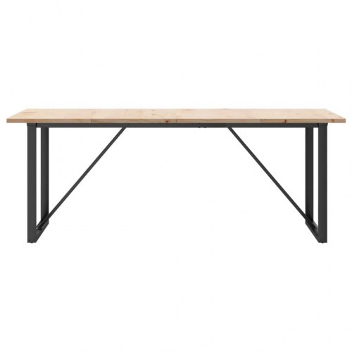 Spisebord med O-stel i massivt fyrretræ og stål - 200 x 100 cm