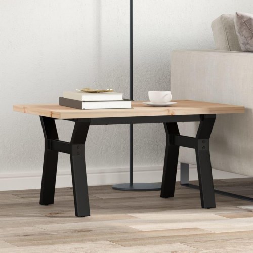 Sofabord 80 x 50 x 40,5 cm med Y-stel i massivt fyrretræ og stål
