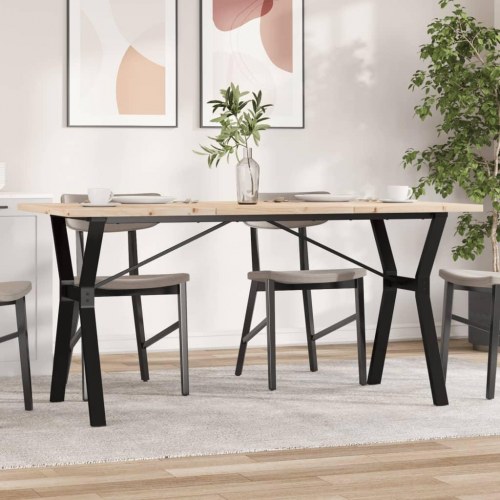Spisebord 160 x 80 cm med Y-stel i massivt fyrretræ og stål