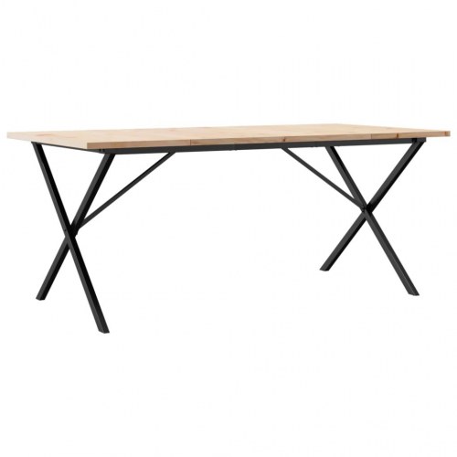 Spisebord 180 x 90 x 75,5 cm med X-stel i massivt fyrretræ og stål