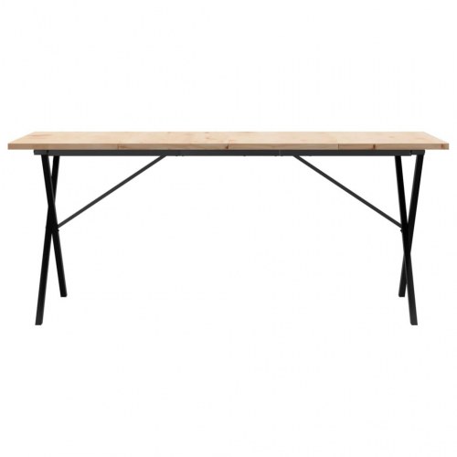 Spisebord 180 x 90 x 75,5 cm med X-stel i massivt fyrretræ og stål