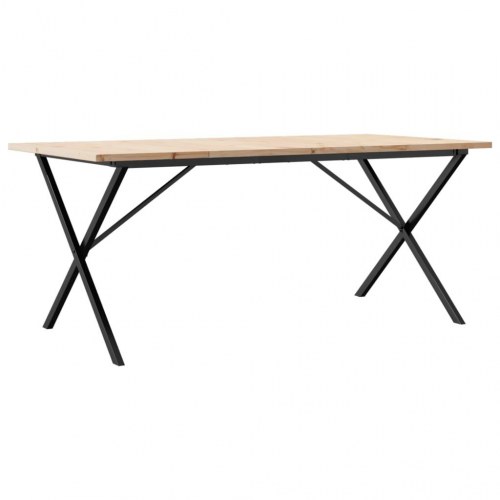 Spisebord 180 x 90 x 75,5 cm med X-stel i massivt fyrretræ og stål