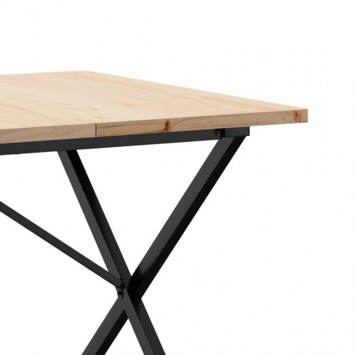 Spisebord 180 x 90 x 75,5 cm med X-stel i massivt fyrretræ og stål