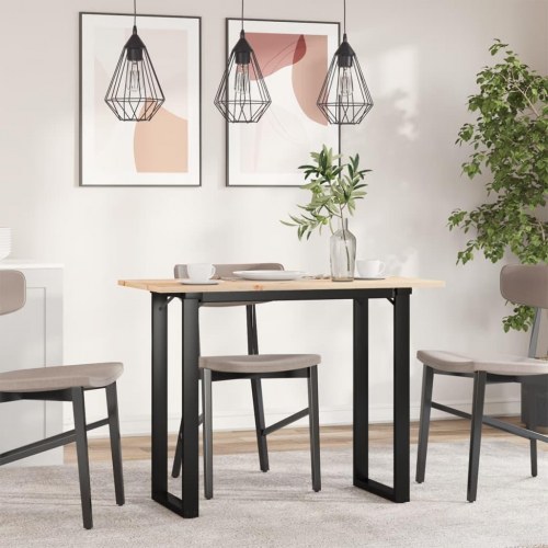 Spisebord 100 x 50 x 75 cm med O-stel i massivt fyrretræ og stål