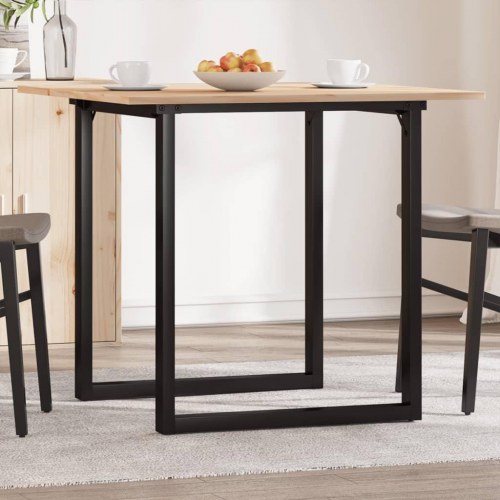 Spisebord 80 x 80 cm med O-stel i massivt fyrretræ og stål