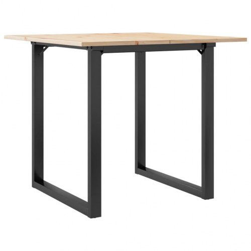 Spisebord 80 x 80 cm med O-stel i massivt fyrretræ og stål