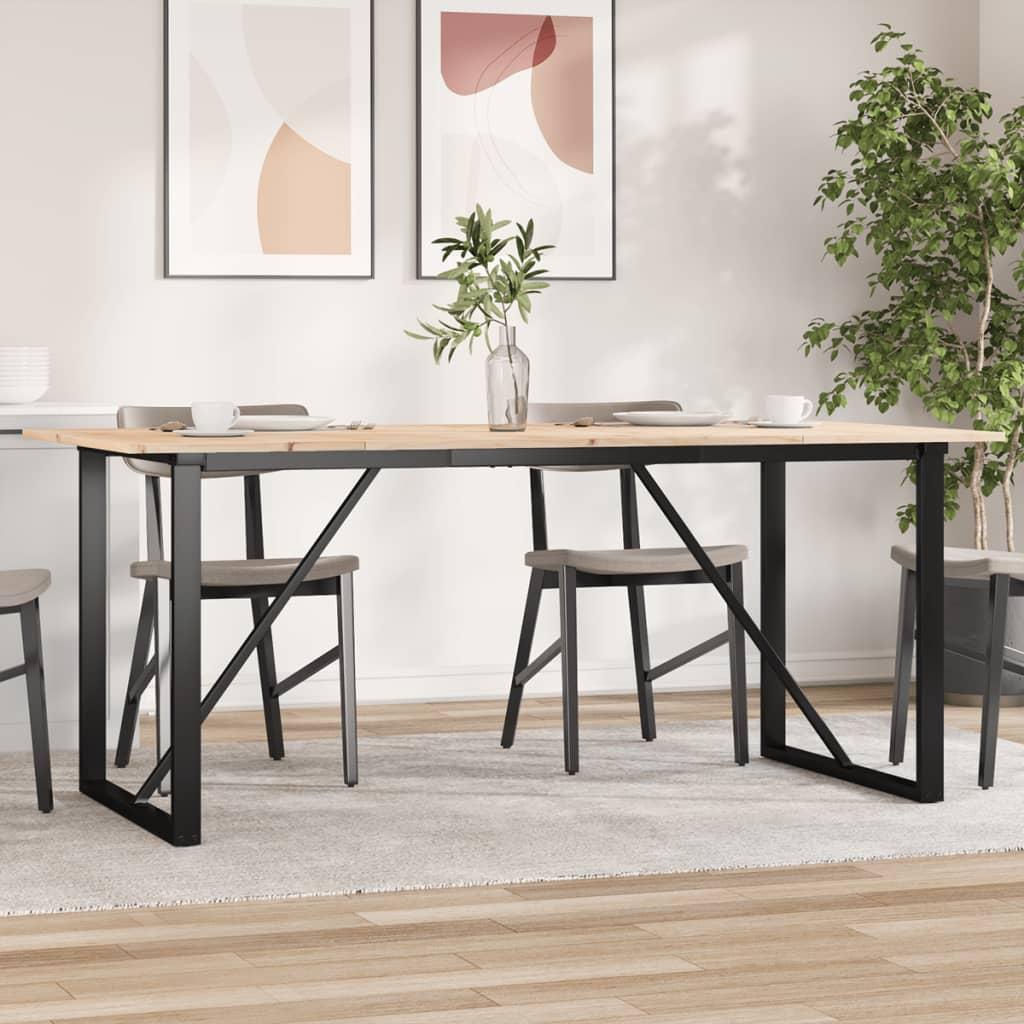 Sofabord O-stel Massivt Fyrretræ Og Stål - 180 x 90 x 75 cm / O-form / O-stel