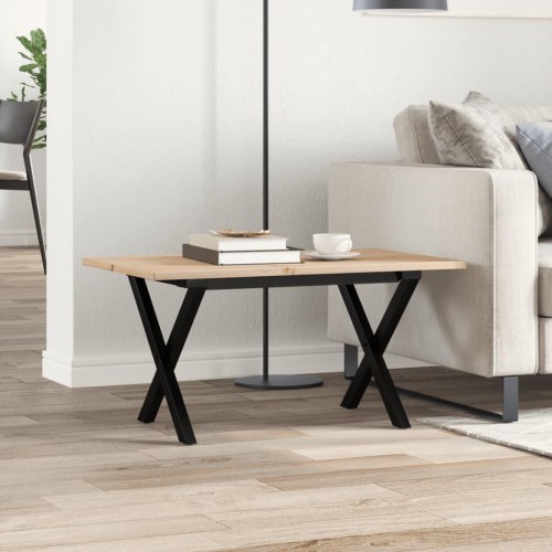 Sofabord 80 x 50 x 40 cm i massivt fyrretræ og stål