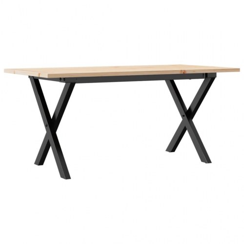 Sofabord 90 x 40 x 45 cm med X-stel i massivt fyrretræ og stål