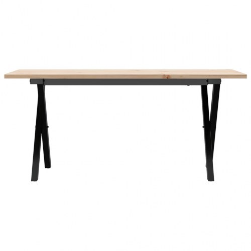 Sofabord 90 x 40 x 45 cm med X-stel i massivt fyrretræ og stål
