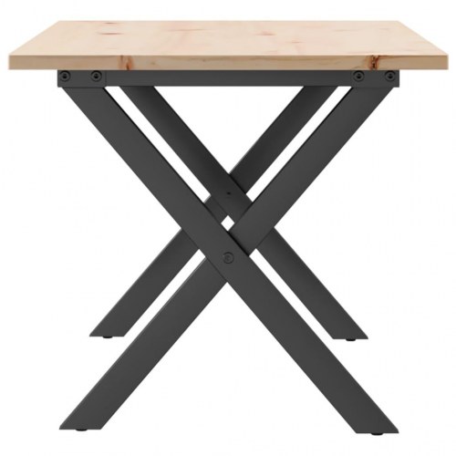 Sofabord 90 x 40 x 45 cm med X-stel i massivt fyrretræ og stål