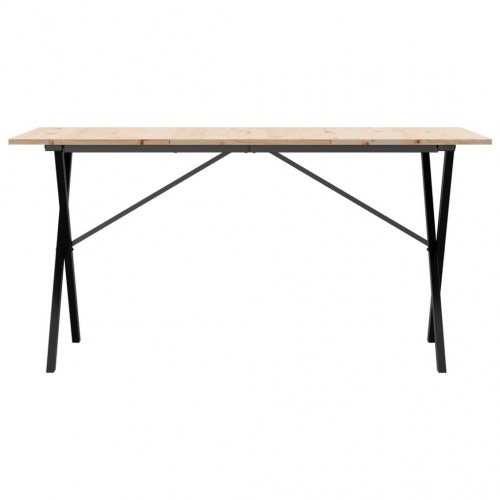 Spisebord 160 x 80 x 75 cm med X-stel i massivt fyrretræ og stål