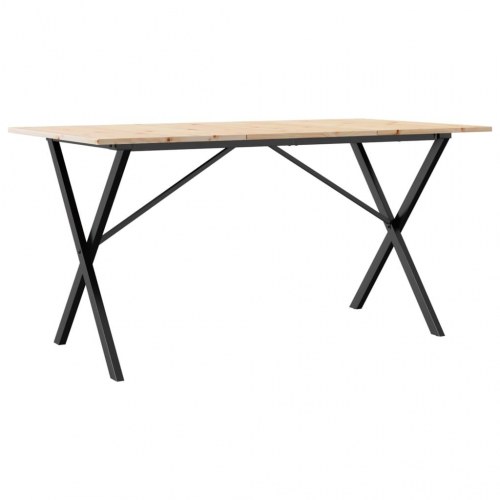 Spisebord 160 x 80 x 75 cm med X-stel i massivt fyrretræ og stål