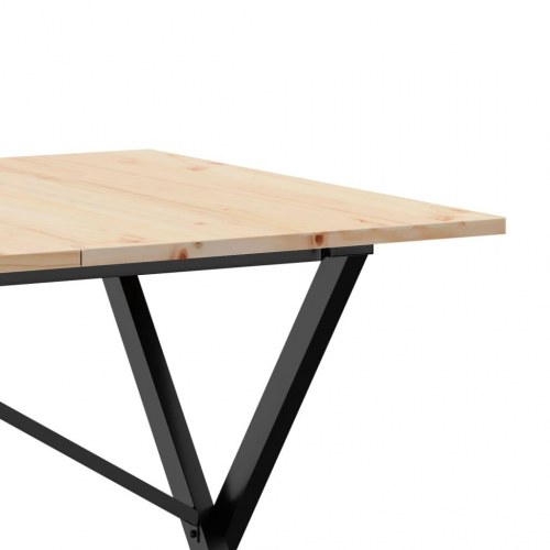 Spisebord 160 x 80 x 75 cm med X-stel i massivt fyrretræ og stål