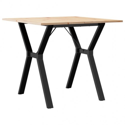 Spisebord 80 x 80 x 75 cm med Y-stel i massivt fyrretræ og stål