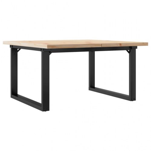 Sofabord 80 x 80 x 45,5 cm med O-stel i massivt fyrretræ og stål