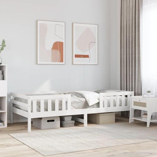 Sengeramme uden madras 90x200 cm massivt fyrretræ hvid