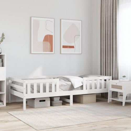 Sengeramme 75 x 190 cm i massivt fyrretræ - hvid