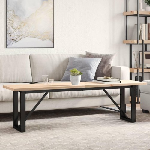 Sofabord 160 x 40 x 45,5 cm med O-stel i massivt fyrretræ og stål