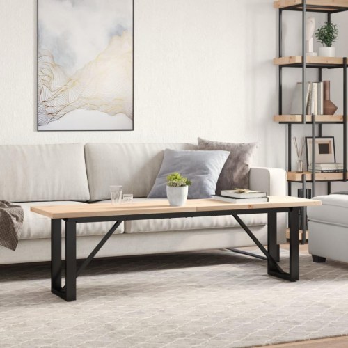 Sofabord 160 x 40 x 45,5 cm med O-stel i massivt fyrretræ og stål