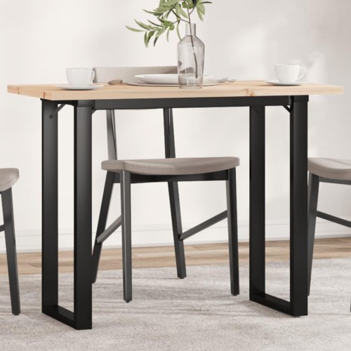 Spisebord 100 x 50 x 75,5 cm med O-stel i massivt fyrretræ og stål