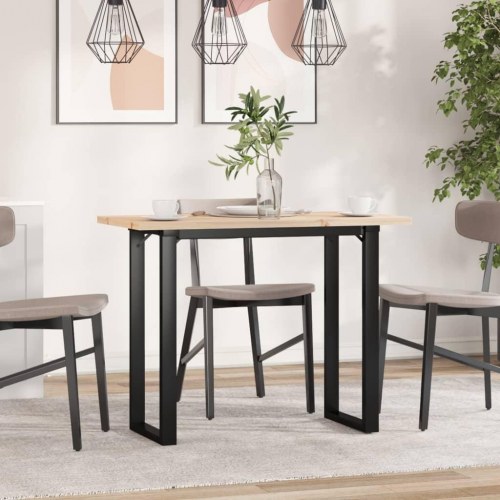 Spisebord 100 x 50 x 75,5 cm med O-stel i massivt fyrretræ og stål