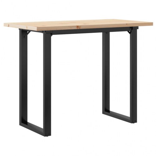 Spisebord 100 x 50 x 75,5 cm med O-stel i massivt fyrretræ og stål