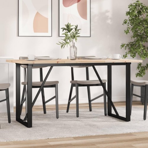 Spisebord 160 x 80 x 75,5 cm med O-stel i massivt fyrretræ og stål