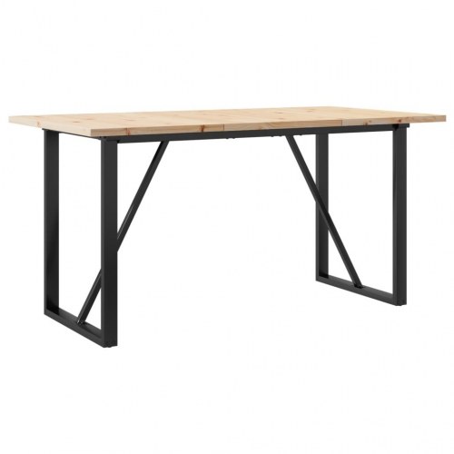 Spisebord 160 x 80 x 75,5 cm med O-stel i massivt fyrretræ og stål