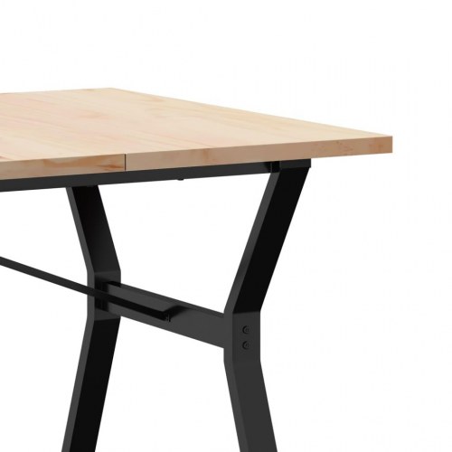 Spisebord 180 x 90 x 75,5 cm med Y-stel i massivt fyrretræ og stål