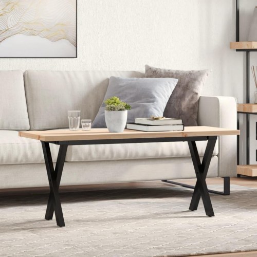 Sofabord 110 × 40 × 45,5 cm - X-stel i stål og massivt fyrretræ