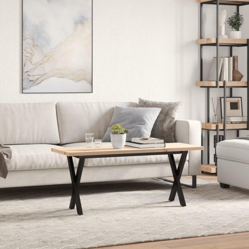 Sofabord 110 × 40 × 45,5 cm - X-stel i stål og massivt fyrretræ